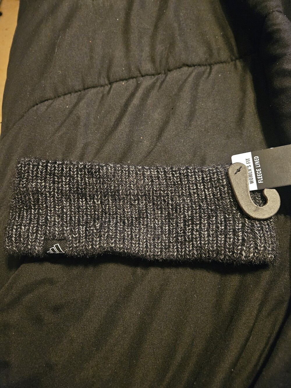NWT Adidas Fleece Lined Fuzzy Headband Black and Gray